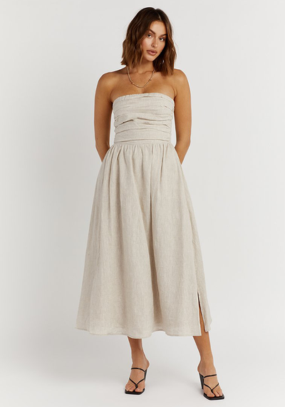 Lexi Natural Linen Midi Dress