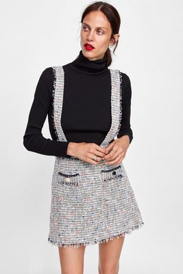 Tweed Mini Skirt With Braces from Zara
