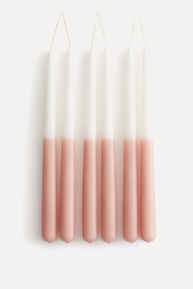 Pack Of 6 Dip-Dye Tapered Candles