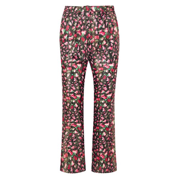 Eunice Floral-Print Silk-Lamé Bootcut Pants from Raquel Diniz