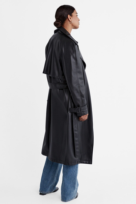 Long Faux Leather Trench Coat  from Stradivarius 