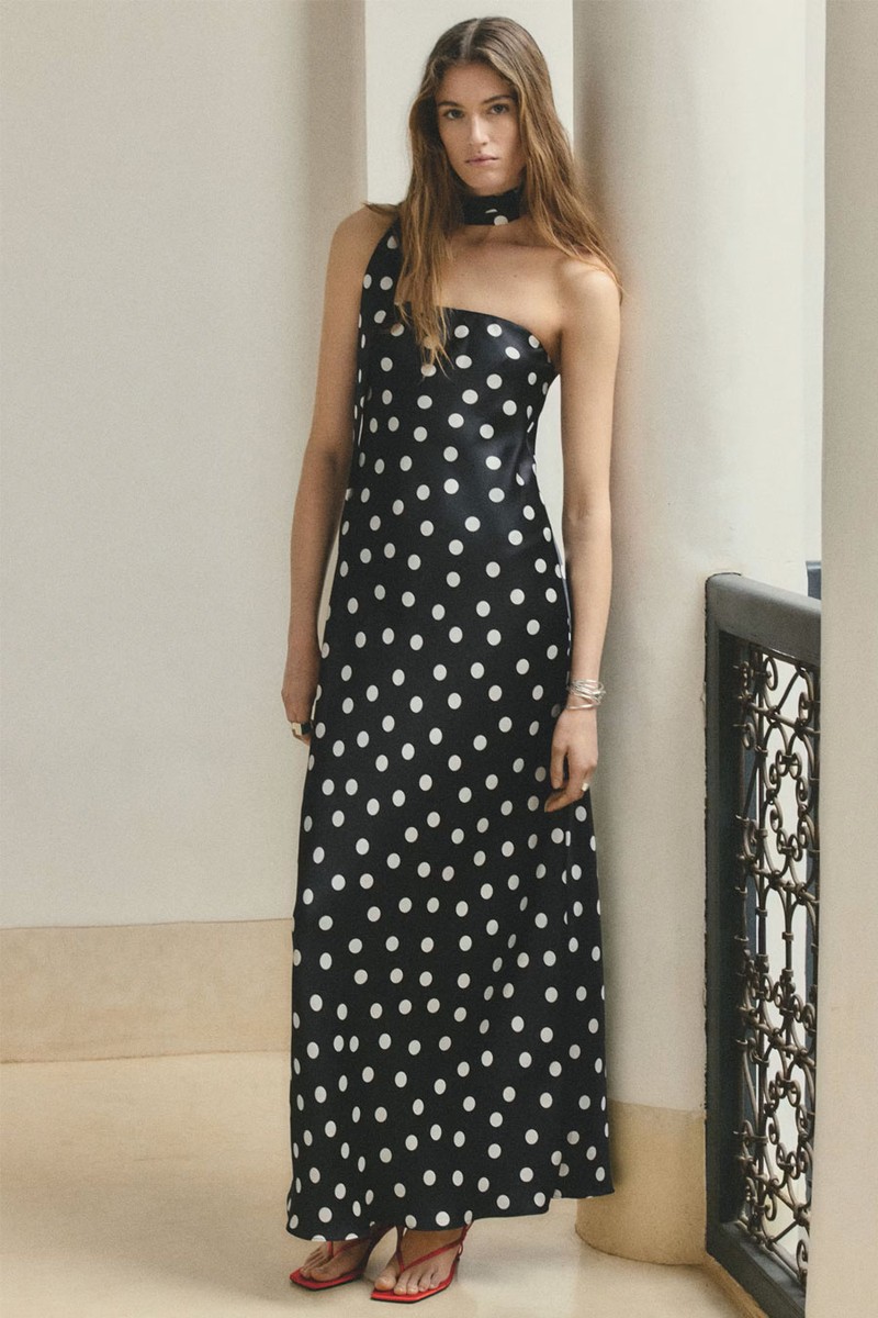 Polka-Dot Satin-Finish Dress