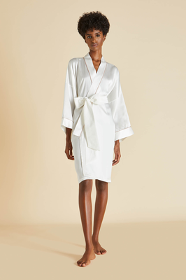 Mimi Ivory Oyster Silk Satin Robe from Olivia Von Halle