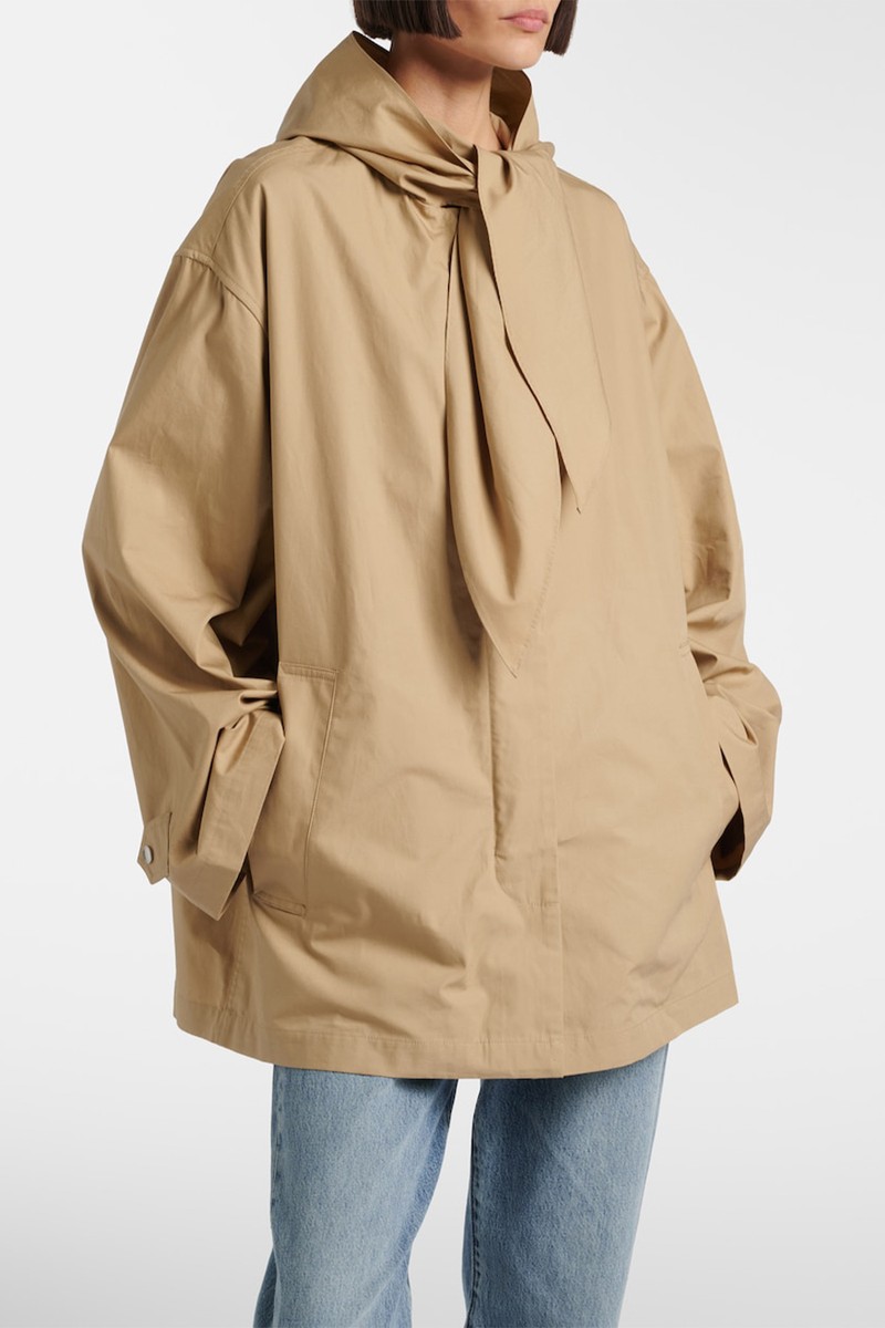 Scarf-Detail Cotton Jacket from Toteme