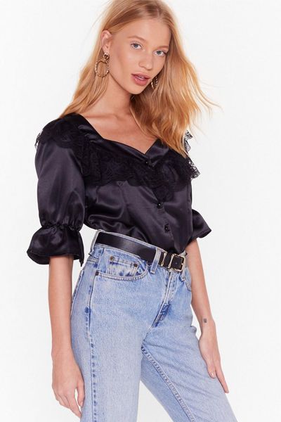 Save Us a Lace Satin Blouse