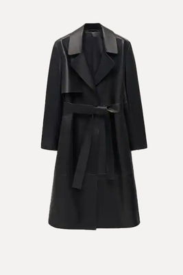 100% Leather Trench Coat from Mango