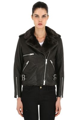 Balfern Leather Biker Jacket With Faux Fur from All Saints