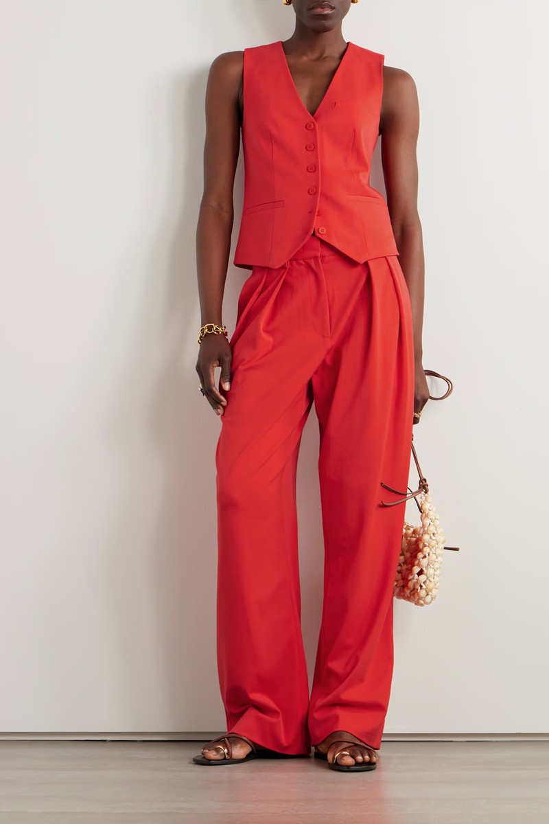 Luisa Pleated Twill Wide-Leg Pants, £330