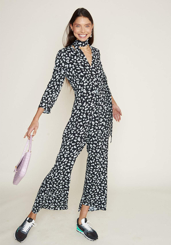 Long Sleeved Jumpsuit In Daisy Leaf from Rixo