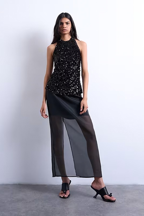 Velvet Sequin Halter Top from Topshop