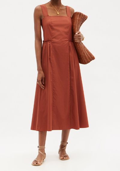 Esther Square-Neck Cotton-Poplin Midi Dress from Three Graces London