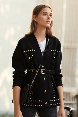 Cardi-coat Trimmed with Studs