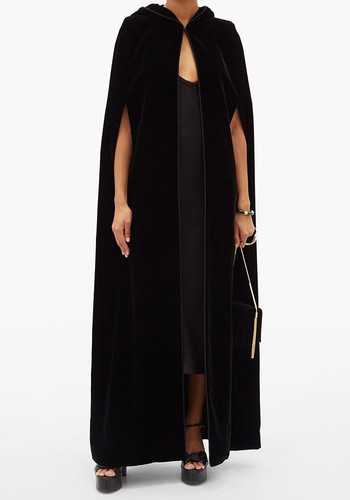 Hooded Velvet Cape from Saint Laurent 