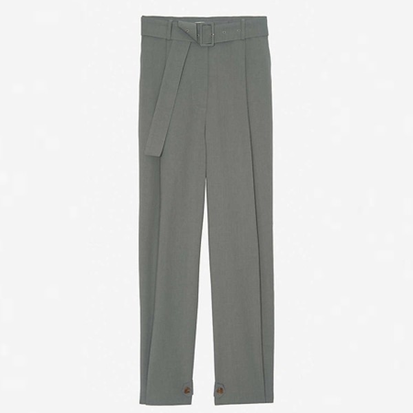 Elvira Belted High-Rise Tapered Crepe Trousers from Frankie Shop