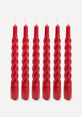 Shiny Red Twisted Candles from Anna & Nina