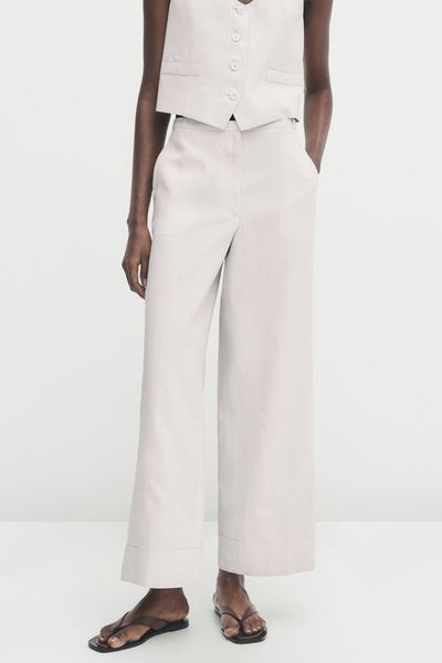 100% Linen Waxed Trousers from Massimo Dutti