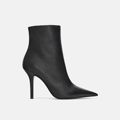 Leather Stiletto-Heel Ankle Boots from Zara