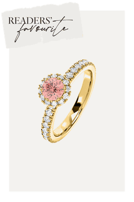 Alessandra Pink Lab Diamond Halo Ring