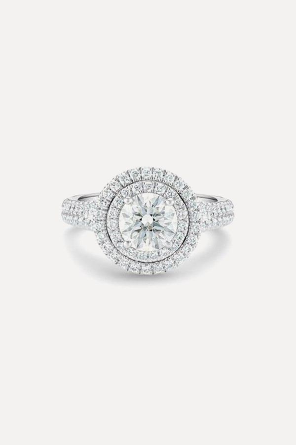 Aura Double Halo Round Brilliant Diamond Ring