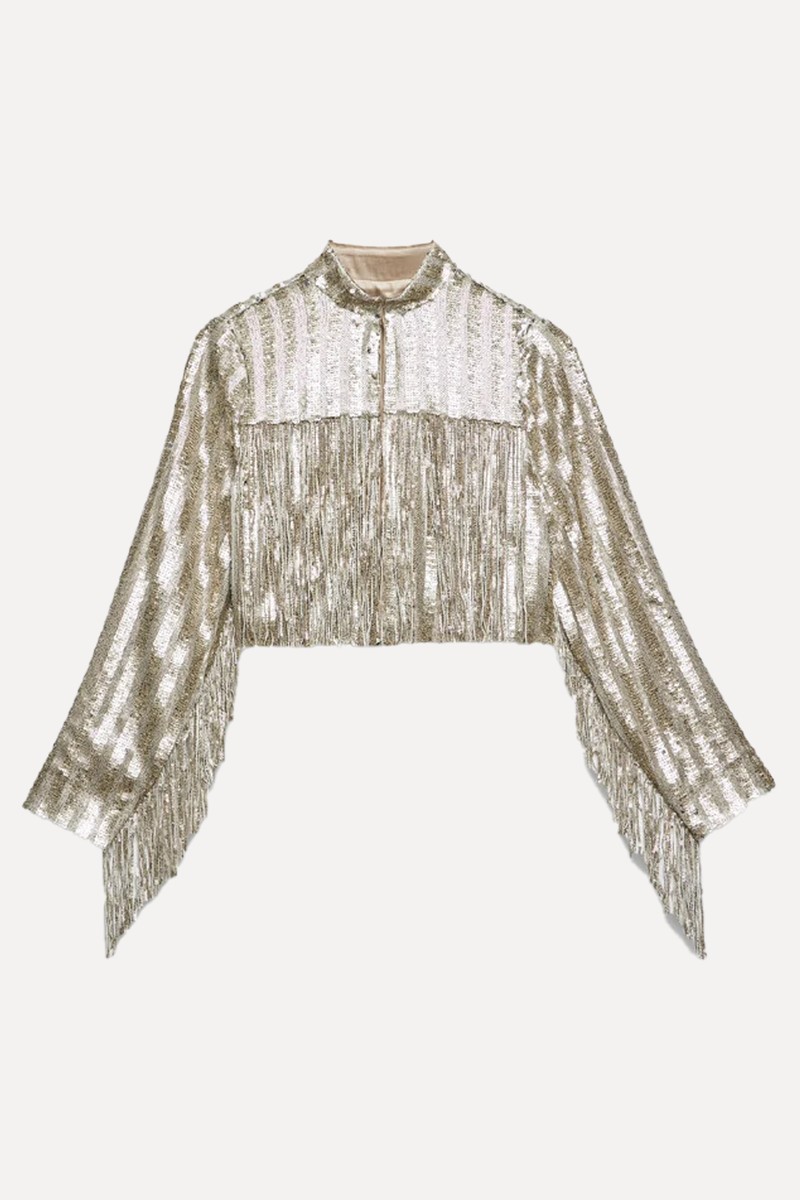 Sequin Fringe Crop Jacket from Mint Velvet