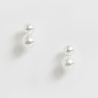 Sterling Silver Double Pearl Stud Earrings from Kingsley Ryan