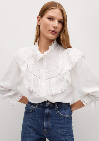 Openwork Cotton Blouse from Mango