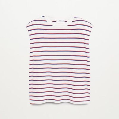 Shoulder Pad Striped T-Shirt from Mango
