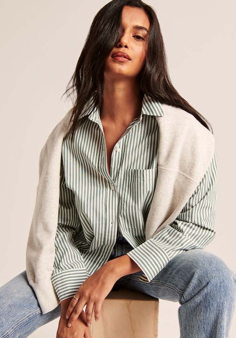 Oversized Poplin Button-Up Shirt from Abercrombie & Fitch