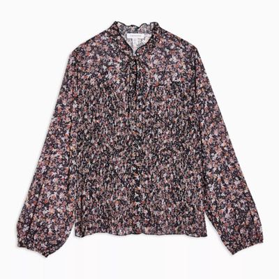 Pleated Neck Floral Blouse from Topshop