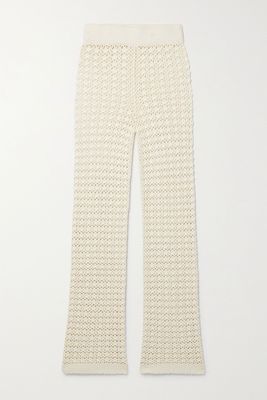 Lucy Crocheted Cotton Straight-Leg Pants from LESET 