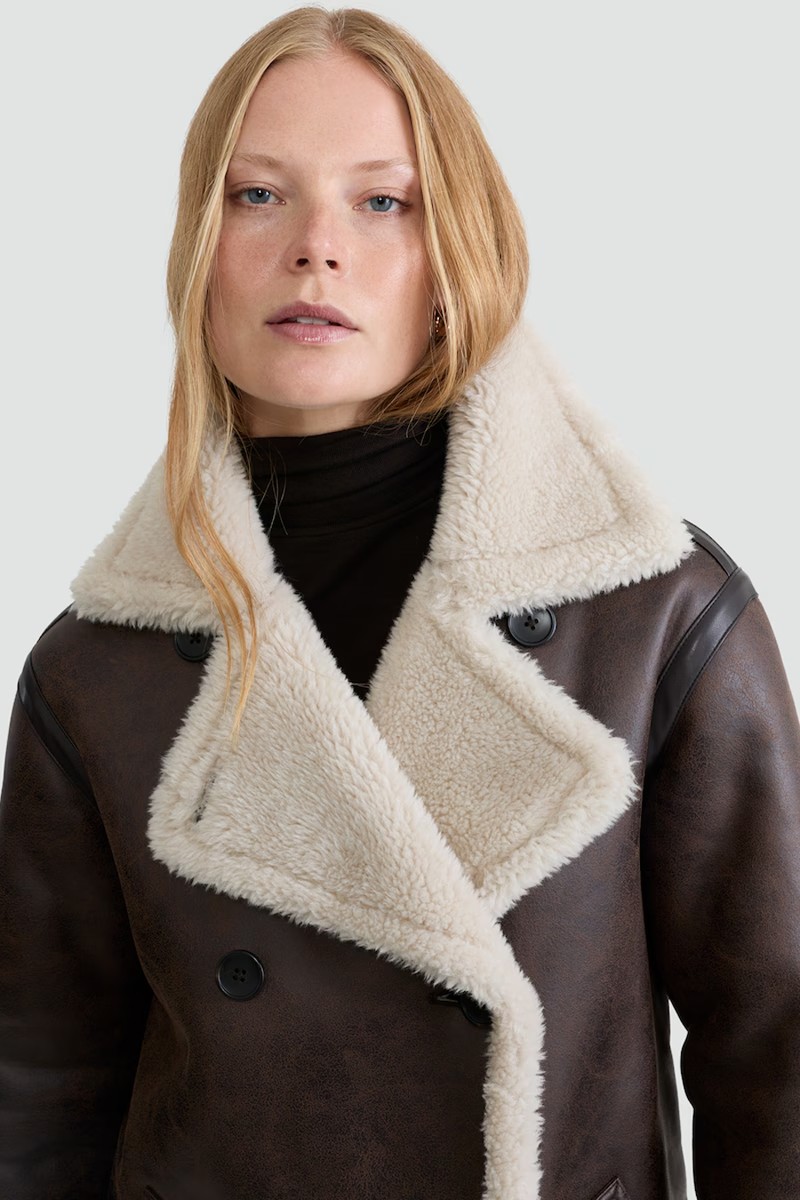  Double-Breasted Shearling Coat