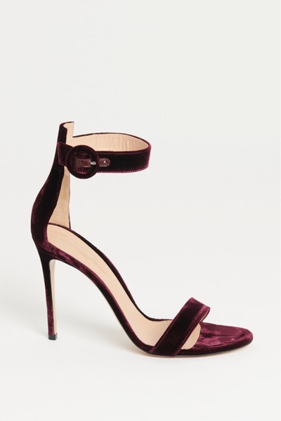 Plum Velvet Portofino Preowned High Sandal from Gianvito Rossi