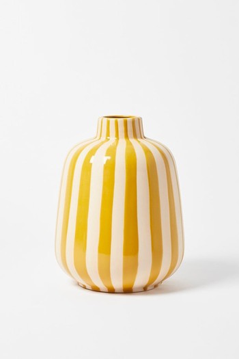 Riviera Stripe Yellow Ceramic Vase from Oliver Bonas