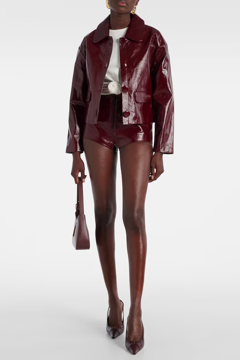 High-Rise Leather Shorts from Self-Portrait 