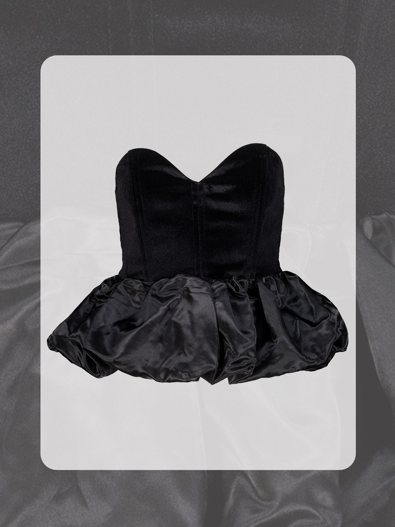 Velvet Peplum Hem Top