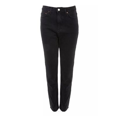 Washed Black Raw Hem Straight Leg Jeans from Topshop