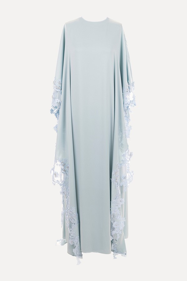 Lace-Trimmed Linen-Cotton Caftan Dress from Mauzan