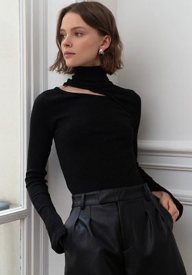 Black Cutout Ring Knit Top from Pixie Market