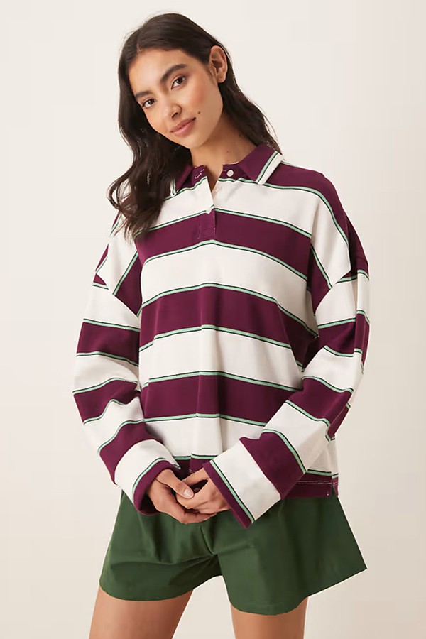 Long Sleeve Polo Shirt & Short Pyjama Set from Asos