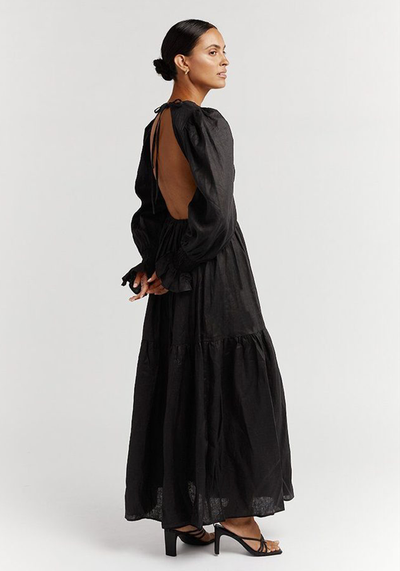 Jorja Black Linen Midi  from Dissh