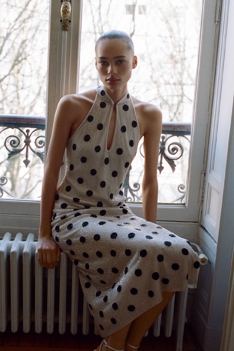Rhinestone Polka-Dot Halter Dress from Mango