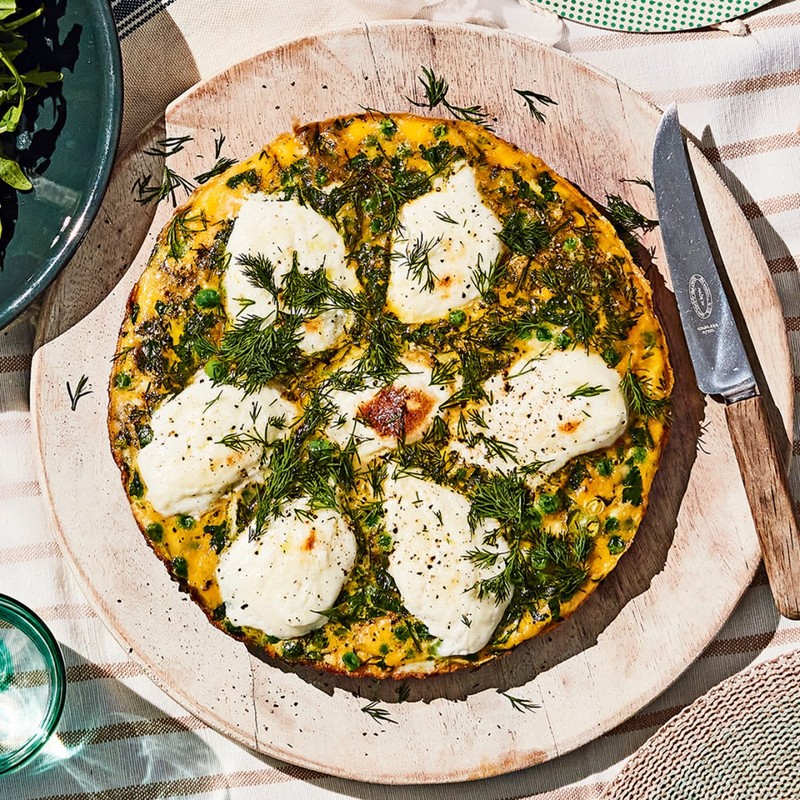 Herby Pea & Burrata Frittata