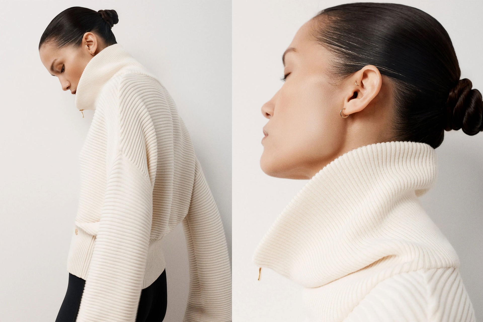 Ribbed Quarter Zip Sweater In Cotton Cashmere