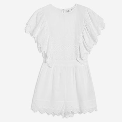 Broderie Flute Sleeve Playsuit from Topshop