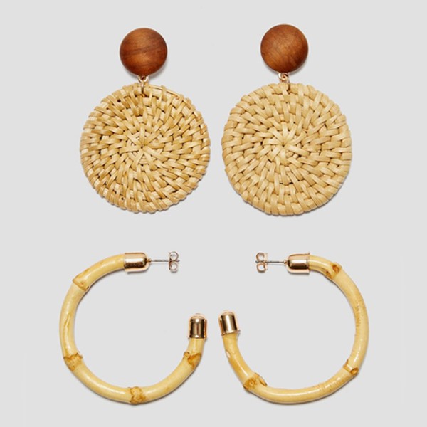 Raffia And Bamboo Earrings from Stradivarius