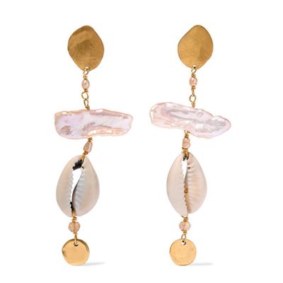 Gold-Plated, Pearl, Shell & Citrine Earrings from Chan Luu