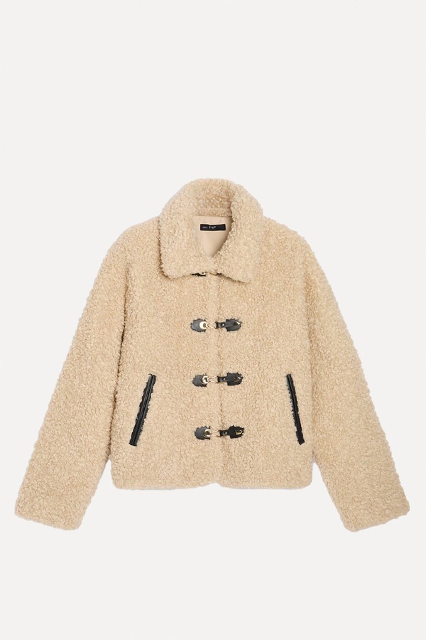 Borg Textured Toggle Fastening Cropped Jacket