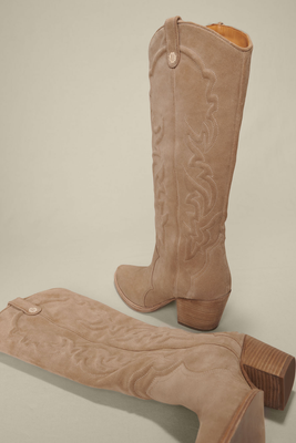 Embroidered Leather Cowboy Boots from Maje