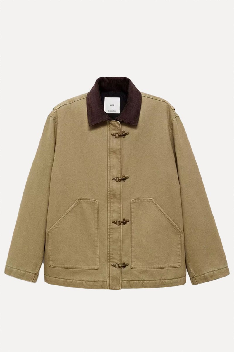 Contrast Collar Barn Parka Jacket from Mango