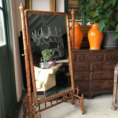 19th Century Faux Bamboo Cheval Mirror from Tradchap
